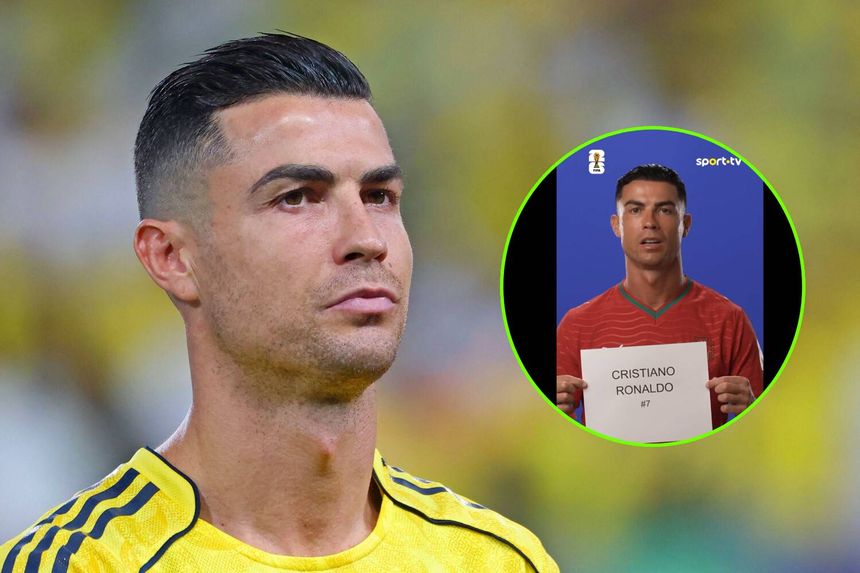 Cristiano Ronaldo czekający na murawie na rozpoczęcie meczu.