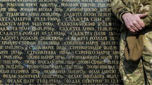 Uroczystoci zalobne poswiecone rocznicy rozstrzelania Ukraincow przez jednostki polskiego podziemia we wsi Pawlokoma w marcu 1945 