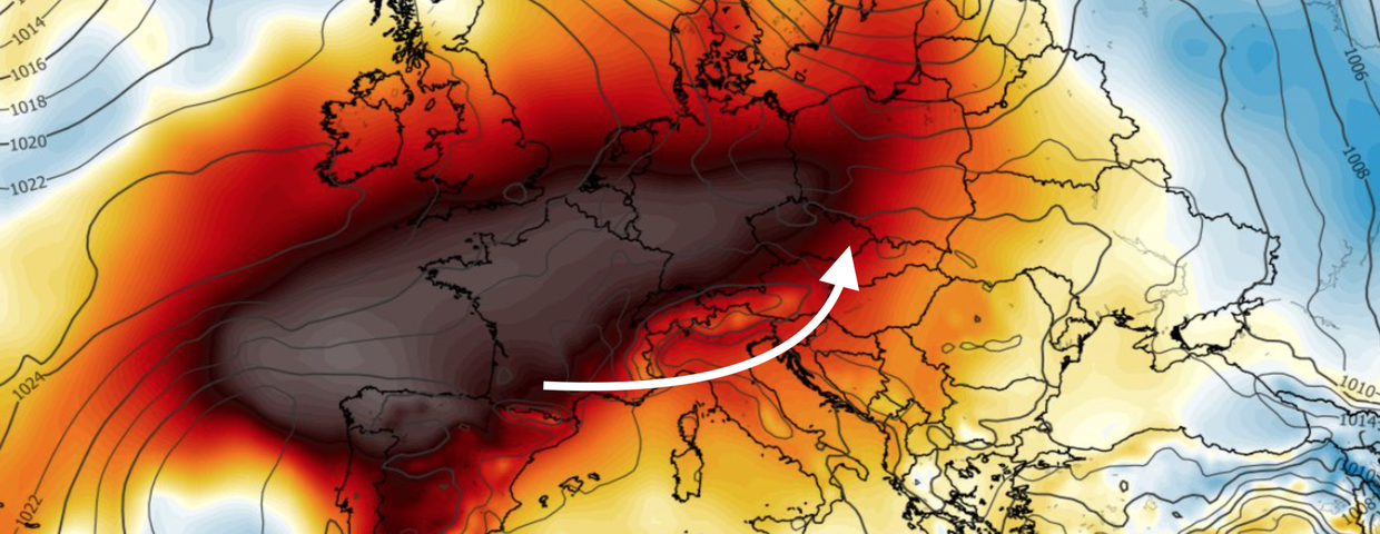 Anomalia temperatury mierzona na poziomie ciśnienia 850 hPa 24.06
