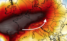 Anomalia temperatury mierzona na poziomie ciśnienia 850 hPa 24.06