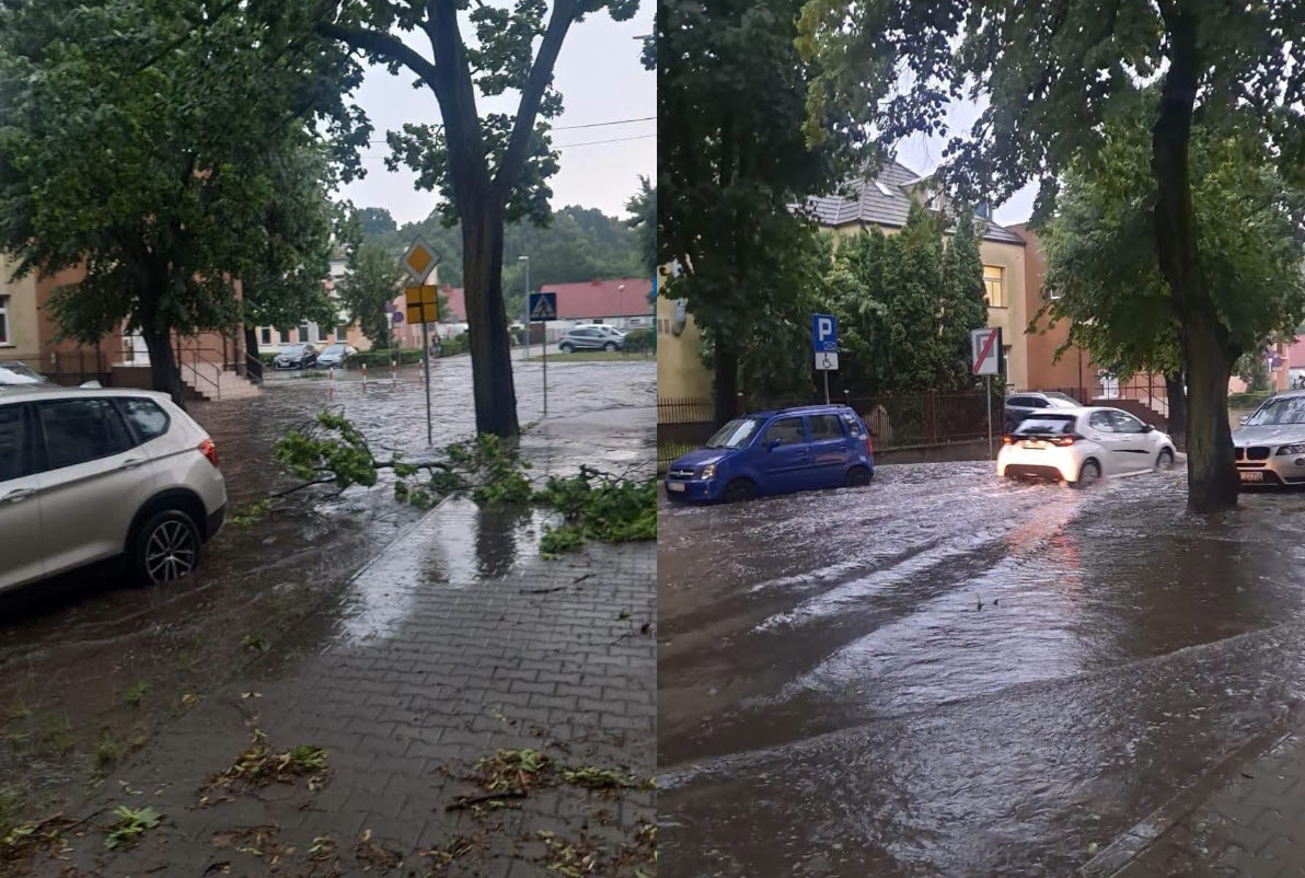 Burze i ulewy nad Polską. Zalane ulice, woda wdarła się do piwnic szpitala