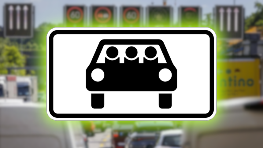 Znak 1010-71 na tle niemieckiej autostrady - materiał poglądowy