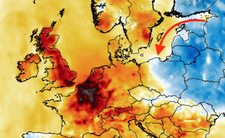 Anomalia temperatury mierzona na wysokości 2 m nad powierzchnią gruntu 27.06