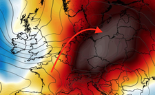 Anomalia temperatury na poziomie 850 hPa 29.06