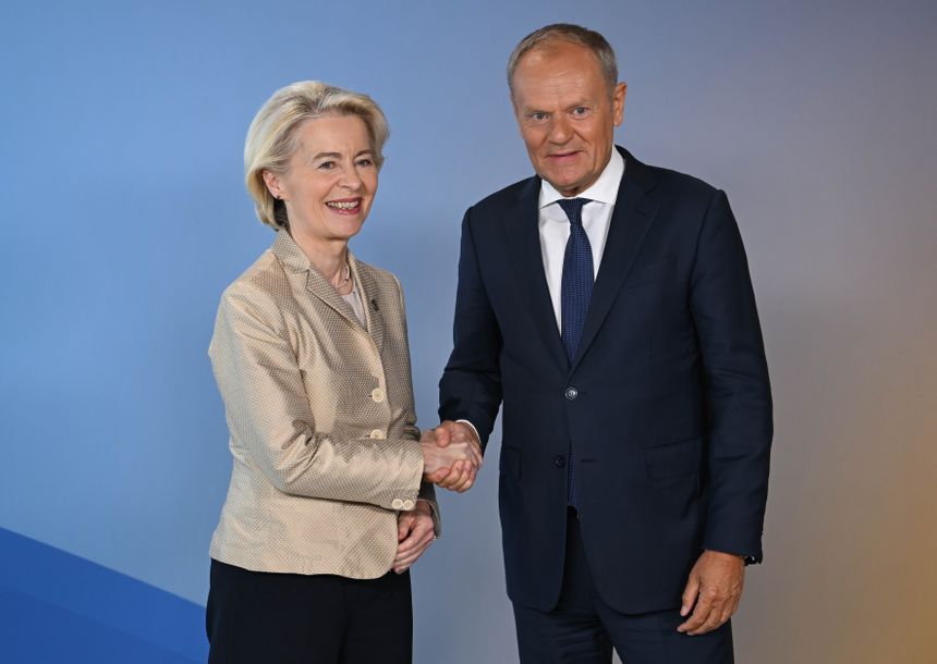 Szefowa KE Ursula von der Leyen i premier Donald Tusk