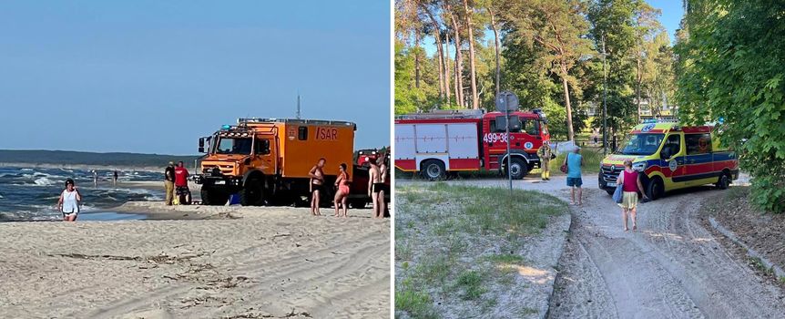 Służby na miejscu tragedii w Krynicy Morskiej