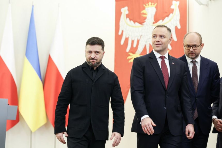 Wołodymyr Zełenski, Karol Nawrocki i prezydencki minister Marcin Przydacz