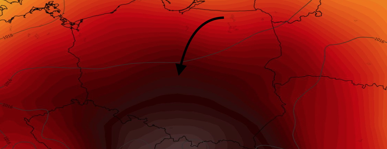 Anomalia temperatury na poziomie ciśnienia 850 hPa 14.07