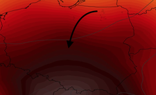 Anomalia temperatury na poziomie ciśnienia 850 hPa 14.07