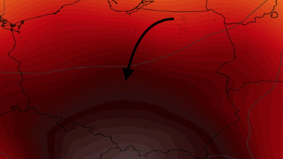 Anomalia temperatury na poziomie ciśnienia 850 hPa 14.07