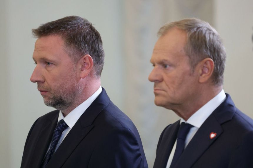 Szef warszawskiej KO min. Marcin Kierwiński i premier Donald Tusk 