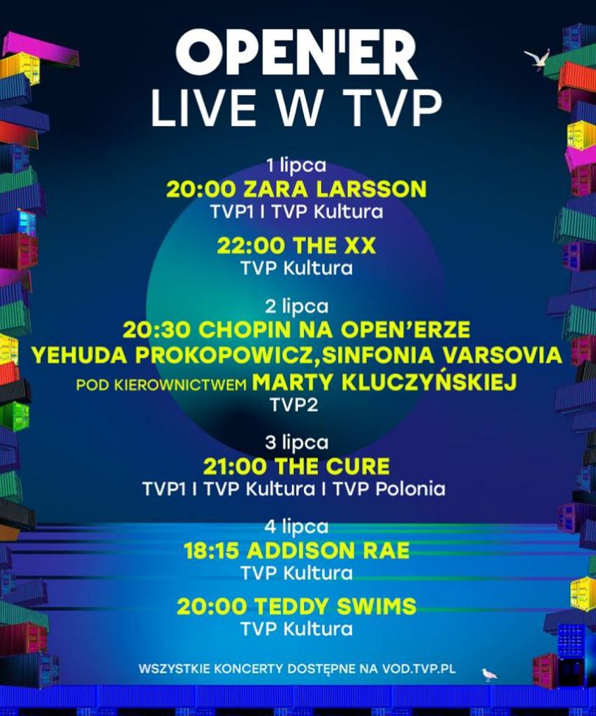 Open\'er Festival 2026 - harmonogram transmisji w TVP