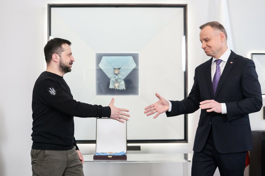 Wręczenie Wołodymyrowi Zełenskiemu Orderu Orła Białego w 2023 roku
