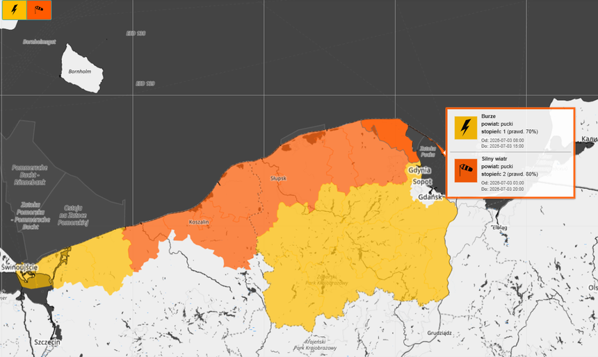 IMGW, alerty nad Bałtykiem