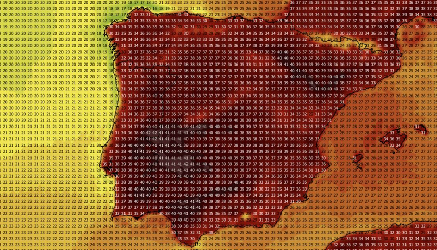 Temperatura maksymalna w Hiszpanii i Portugalii 06.07