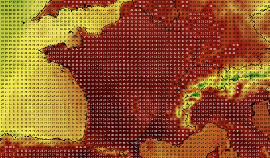 Temperatura maksymalna we Francji 09.07