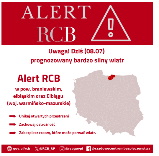 Alert RCB 8 lipca