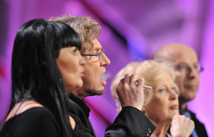 Iwona Pavlović, Zbigniew Wodecki, Beata Tyszkiewicz i Piotr Galiński na planie Tańca z Gwiazdami