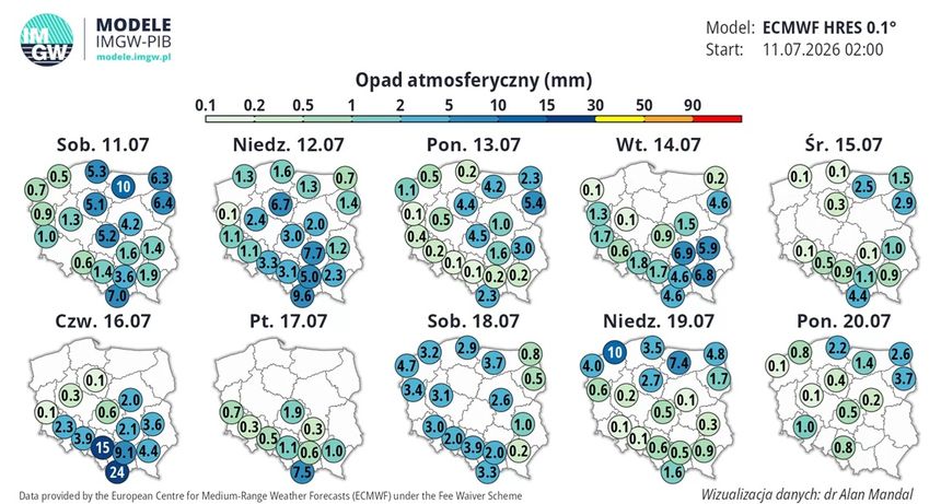 prognozowane opady