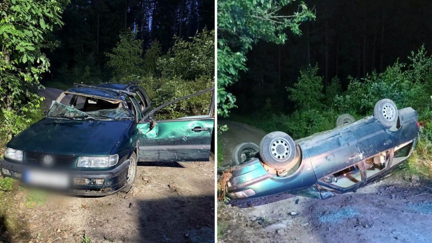 Samochód po wypadku Mściszewicach