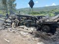 Spalony pojazd po karambolu w Meksyku