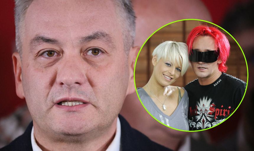 Na zdjęciu zbliżenie Roberta Biedronia, w tle rozmyte twarze innych osób.