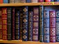Homer. Na półce książki w różnych kolorach, w tym klasyki literatury. Brak osób.
