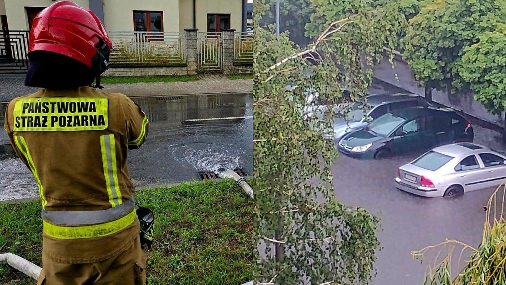 1600 interwencji strażaków po burzach w weekend. Połamane drzewa i zalane drogi