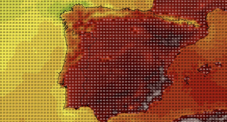 Temperatura maksymalna w Hiszpanii i Portugalii 23.07