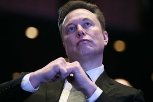 Na zdjęciu mężczyzna w garniturze z gestem dłoni, w tle rozmyte światła.