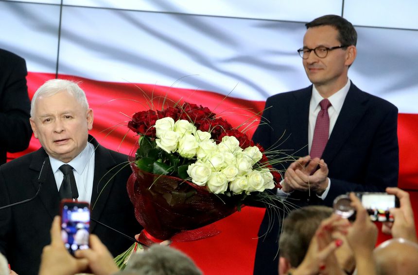 Jarosław Kaczyński i Mateusz Morawiecki w 2019 roku