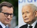 Były premier Mateusz Morawiecki. Prezes PiS Jarosław Kaczyński