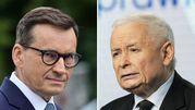 Były premier Mateusz Morawiecki. Prezes PiS Jarosław Kaczyński