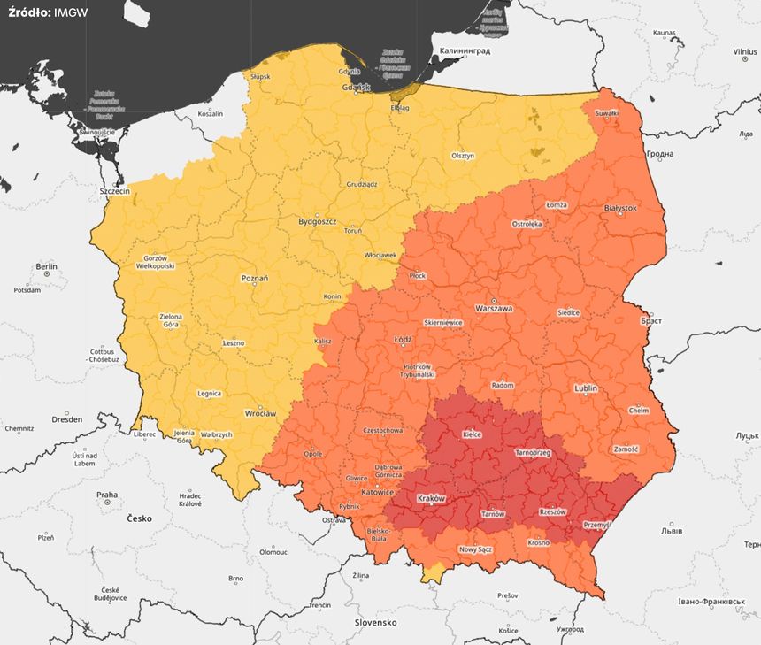 Czerwone alerty w trzech województwach