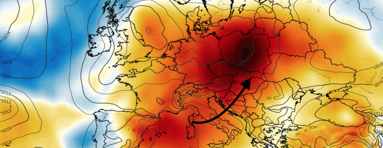 Anomalia temperatury na poziomie ciśnienia 850 hPa 04.08
