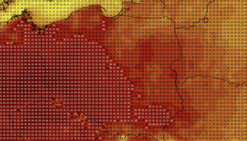 Temperatura maksymalna w sobotę (15.08) według modelu ECMWF