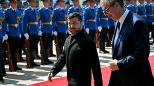 Wołodymyr Zełenski i Aleksandar Vuczić 