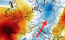 Anomalia temperatury na poziomie ciśnienia 850 hPa 19.08 (ECMWF)