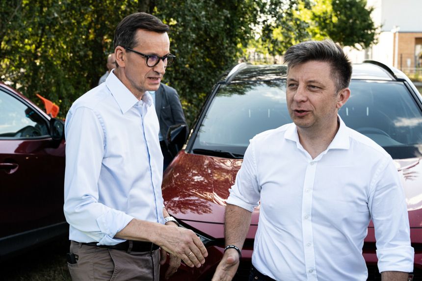 Mateusz Morawiecki i Michał Dworczyk we Wrocławiu