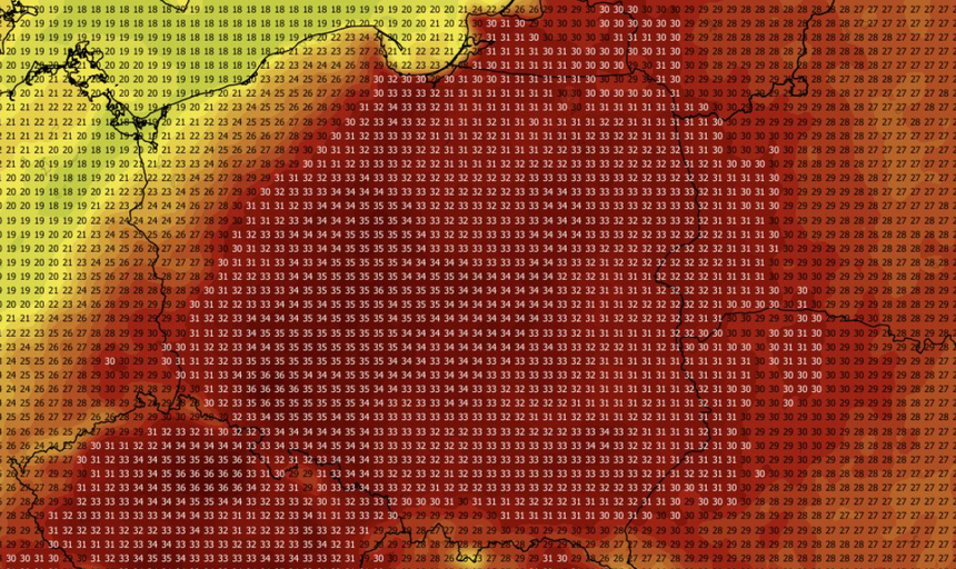 Temperatura maksymalna w Polsce 16.08 (ECMWF)