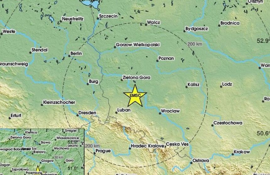 mapa trzęsienia ziemi w Polsce