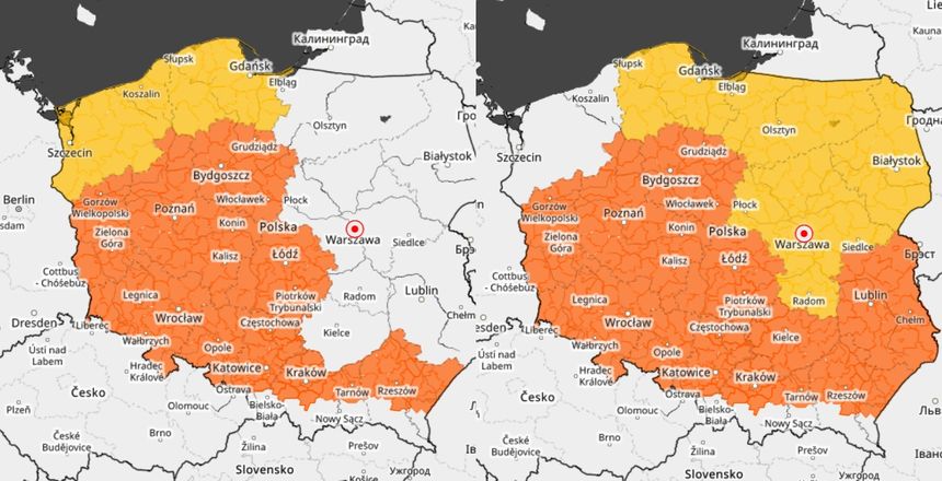 prognoza ostrzeżeń na weekend