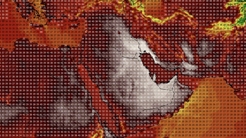 Temperatura maksymalna 30.08 na Bliskim Wschodzie