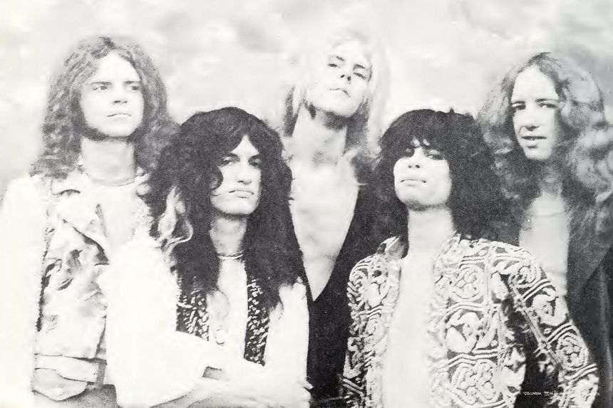 Zdjęcie z 1972 roku promujące debiutancki album zespołu Aerosmith i singla \