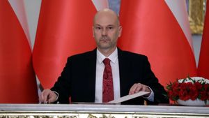 13 grudnia 2023 r. Maciej Berek podczas uroczystości powołania i zaprzysiężenia Rady Ministrów