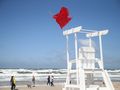 Czerwona flaga na plaży nad Bałtykiem