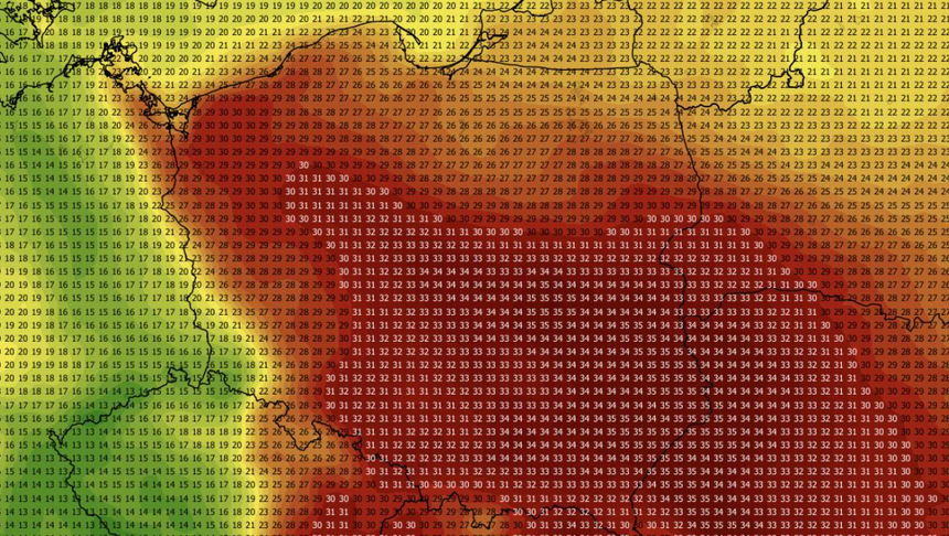 Temperatura maksymalna w Polsce 28.08 (GFS)