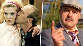 Na zdjęciu dwie sceny: z lewej - para blisko siebie, z prawej - mężczyzna z poważną miną.