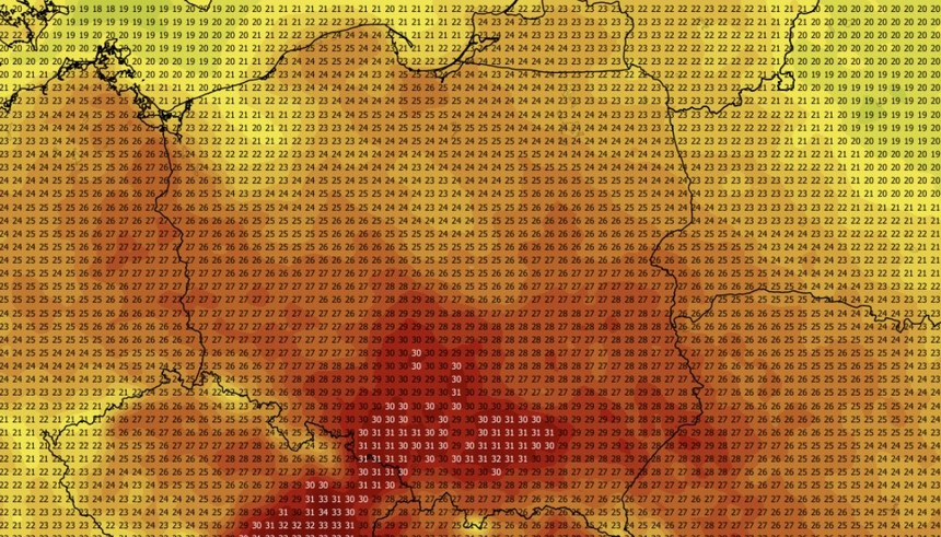 Temperatura maksymalna w Polsce 28.08 (ECMWF)