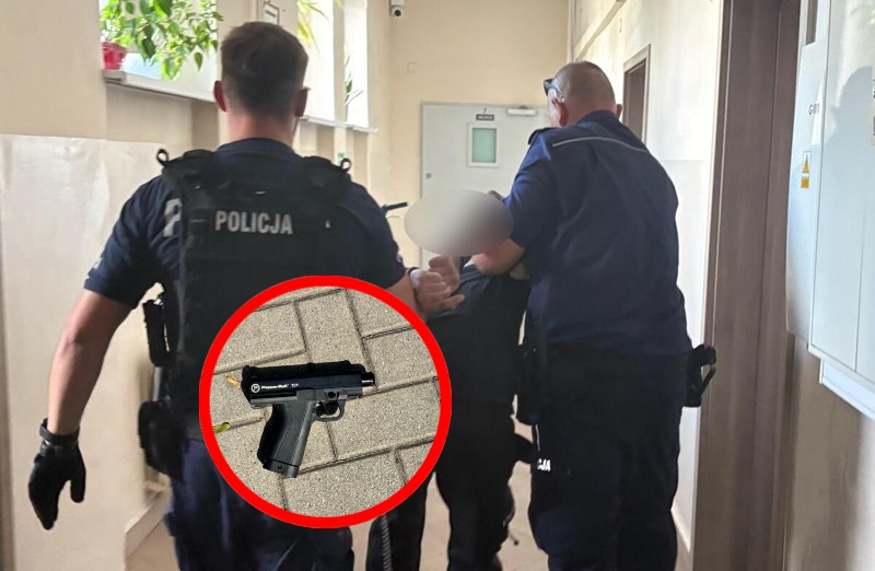 Policyjny pościg w Kluczborku. 36-latek skoczył z balkonu i wycelował w policjanta